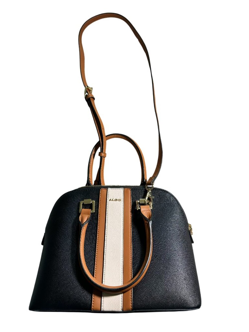 Aldo Monogram Logo Dome Satchel Handbag In Neutral Colors with Detachable Strap